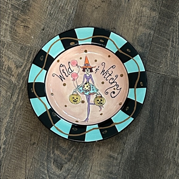 Certified International Sharan Simkins Halloween Witch Salad Plate Bowl 8.5” - Picture 1 of 5